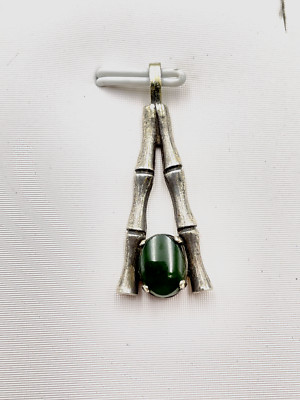 STERLING SILBER 925 WLLS GRÜNER EDELSTEIN ANHÄNGER 2,9g