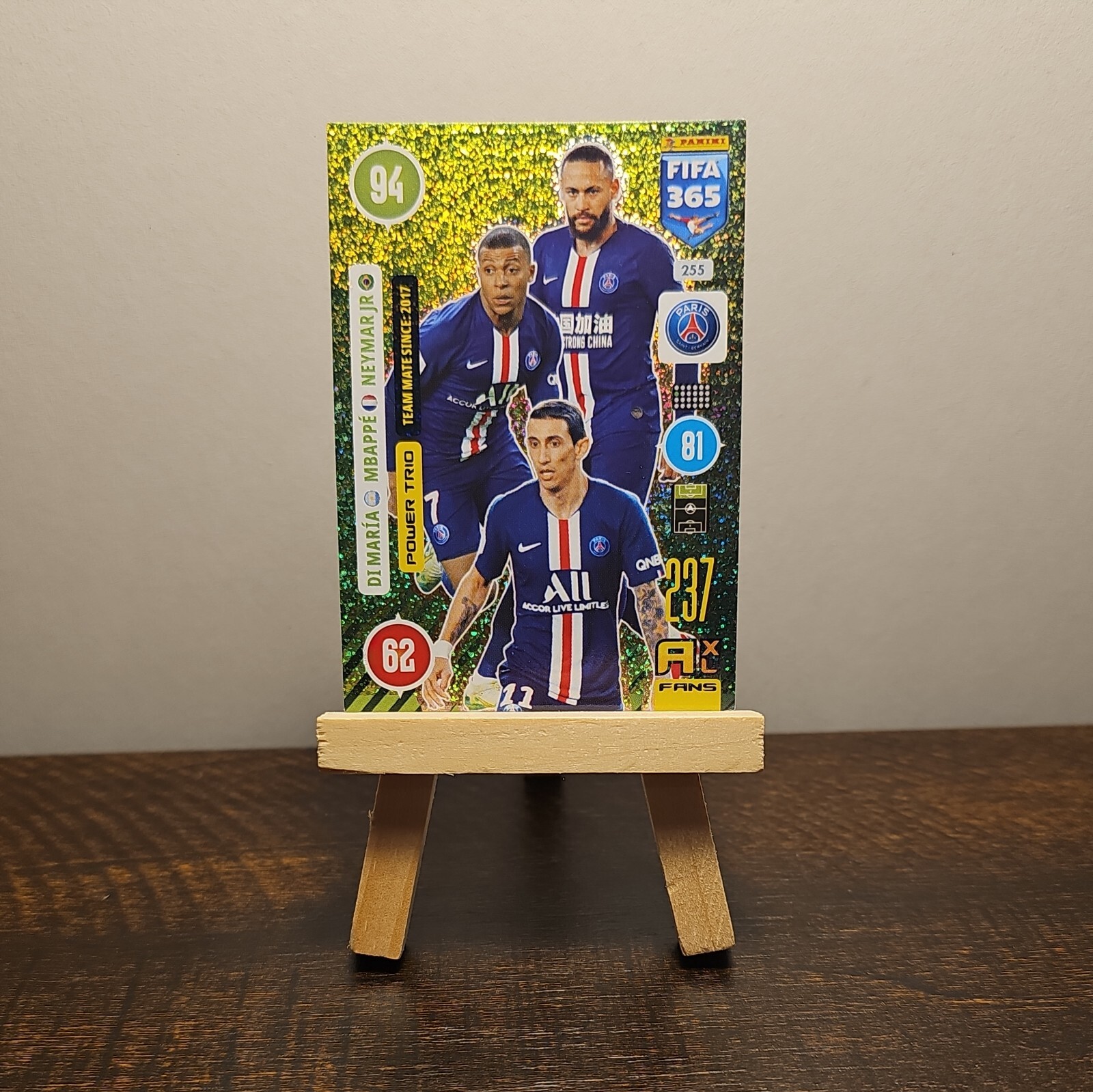 Kylian Mbappe Neymar Di Maria 2021 Panini Adrenalyn XL PSG # 255 Power Trio