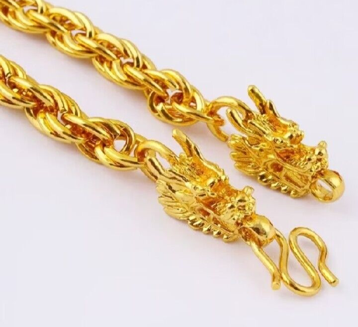 Dragon MM Men Rope Chain 24K Thai Baht Gold Filled Yellow GP