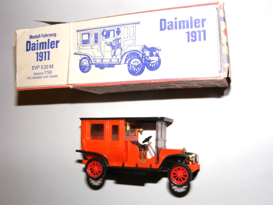 DDR VEB Plastspielwaren Berlin 1:50 Oldtimer Daimler Benz 1911 Modellauto OVP - Bild 3 von 4