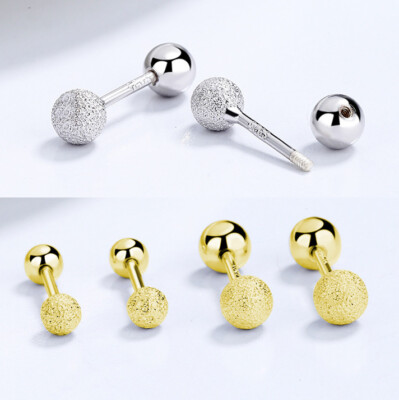Ohrstecker mit Schraubverschluss Kugel Sterling Silber 925 Damen Ohrringe