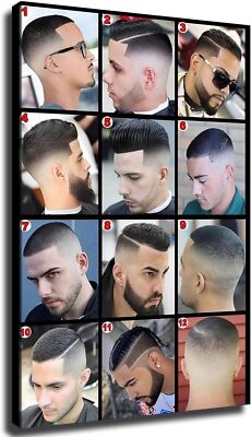 Barber Shop Haircut Poster Mens Haircut Poster Men's Hairstyle Guide Canvas