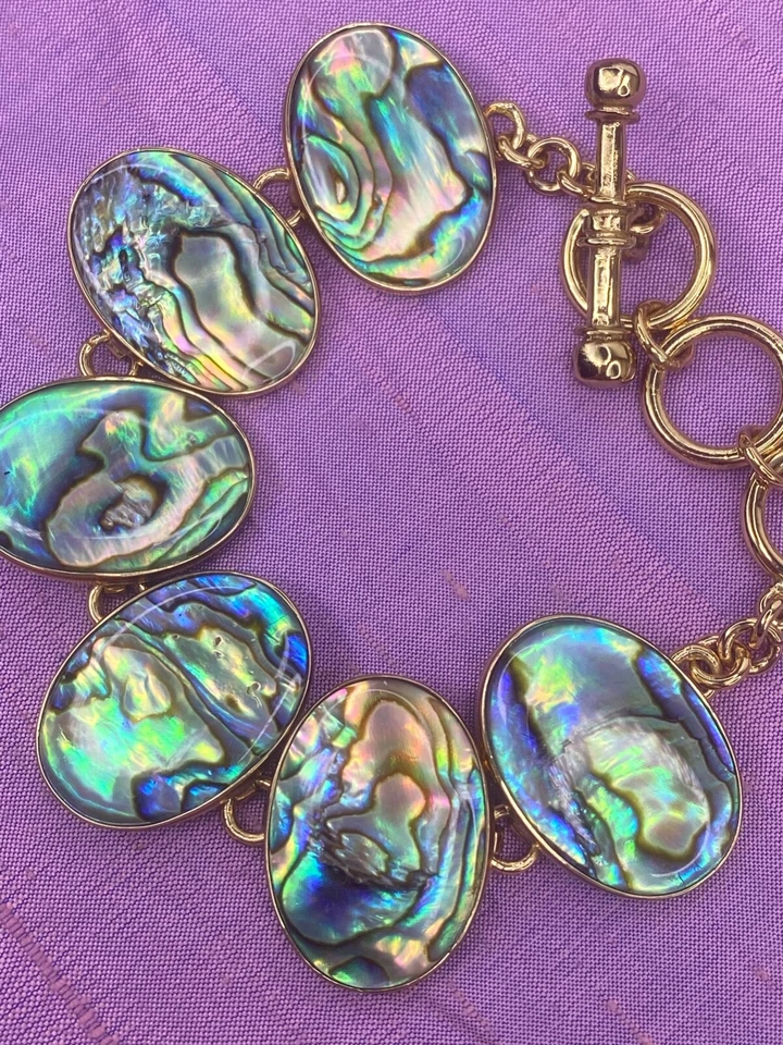 CHARLES ALBERT Lustrous Abalone & Alchemia Gold Handcrafted Artisan Bracelet - Image 2 of 4