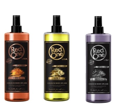 ( 22,42  /L ) RedOne Barber Spray Cologne 3er MIX Gold - Silver - Amber je 400ml