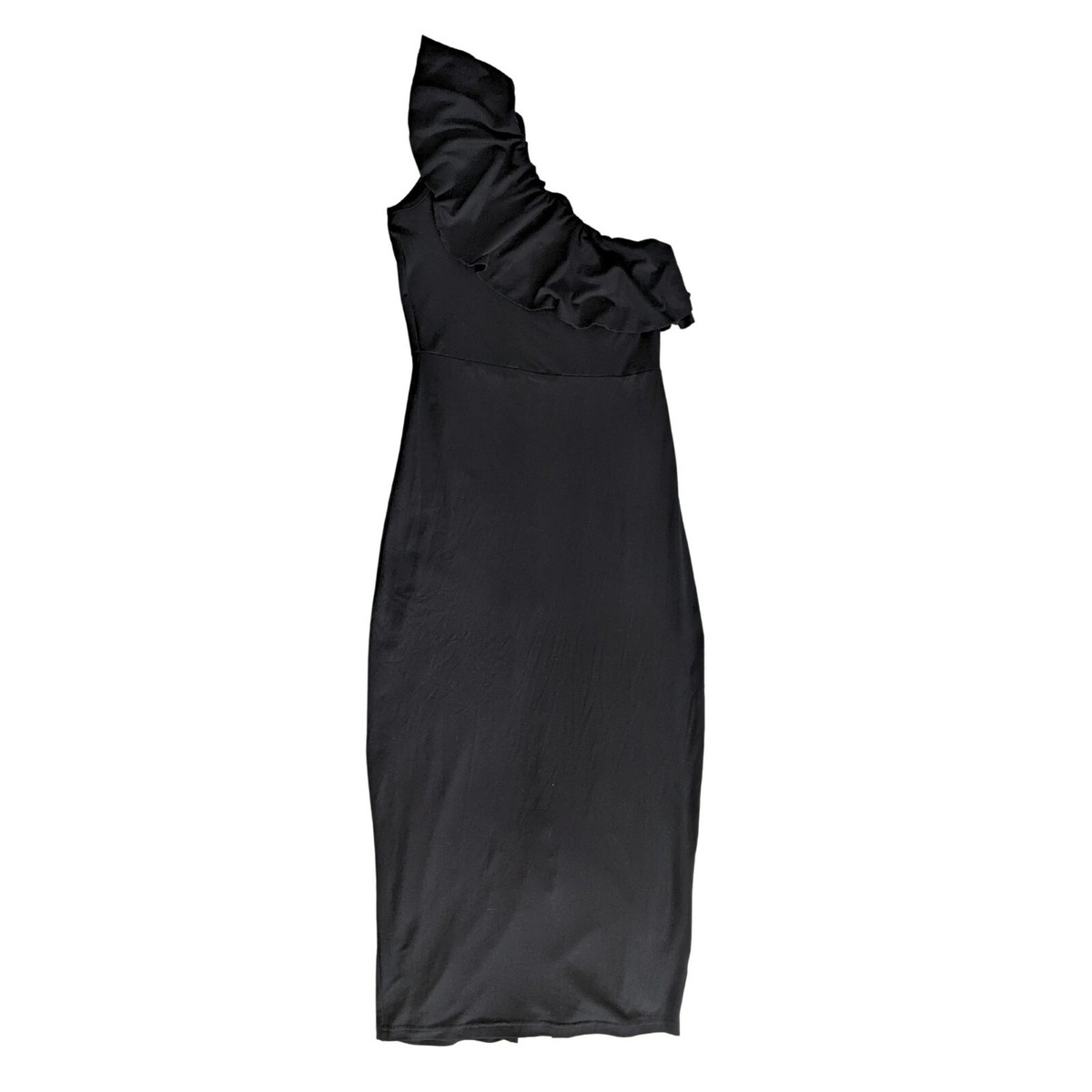 NWT Black One-Shoulder Bodycon Dress, Ruffle, Size S, Dressy | eBay