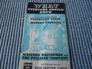 Rare 1930's  Burlington Lines Railroad Train Passenger Fares Modern Services