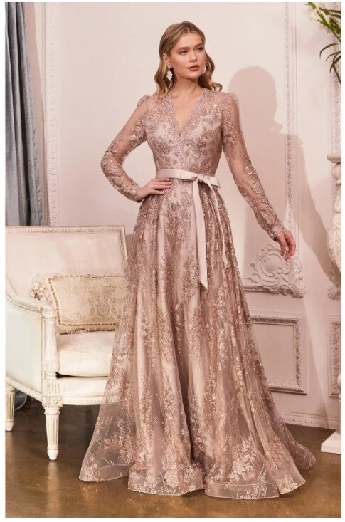 Divine CD233 LONG SLEEVE EMBELLISHED BALL GOWN