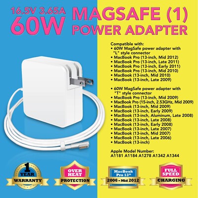60W For Apple MacBook Pro 13'' AC Power Adapter Charger A1181 A1278 2009-2011