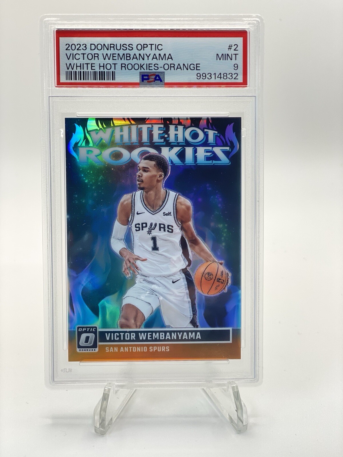 Victor Wembanyama 2023 Donruss Optic White Hot Rookies Orange #2  /39 RC PSA 9