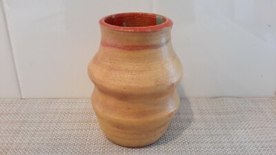 Vintage 1987 Handmade Studio Small Pottery Vase Holder  4.5  Tall Signed EUC