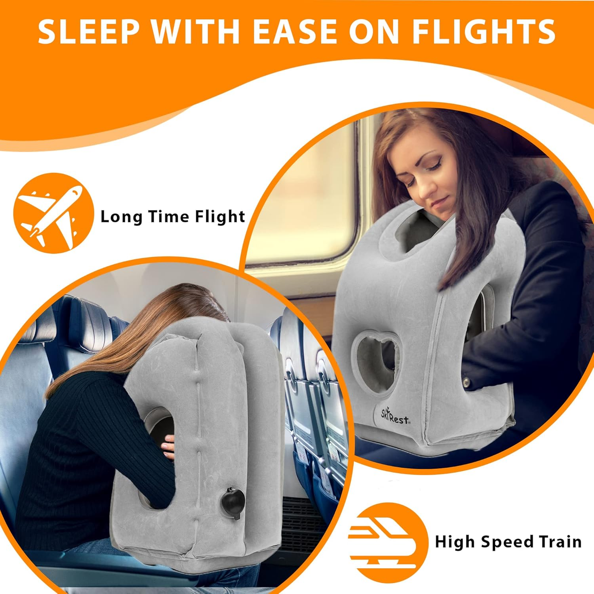 Inflatable Travel Pillow Airplane Pillow for Neck Support on