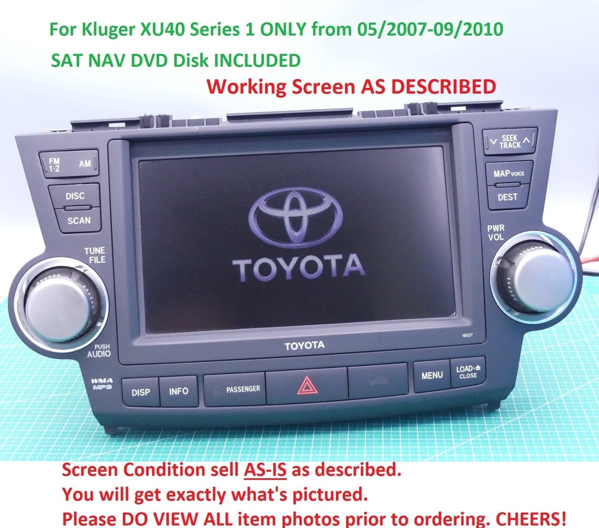 Toyota Kluger Grande Head Unit Navigation Display Screen XU40 S1