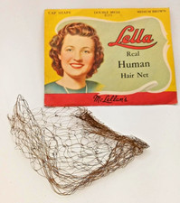 Vintage 1940-50s Lella's Real HUMAN HAIR Net One Hair Net Terrific Graphics