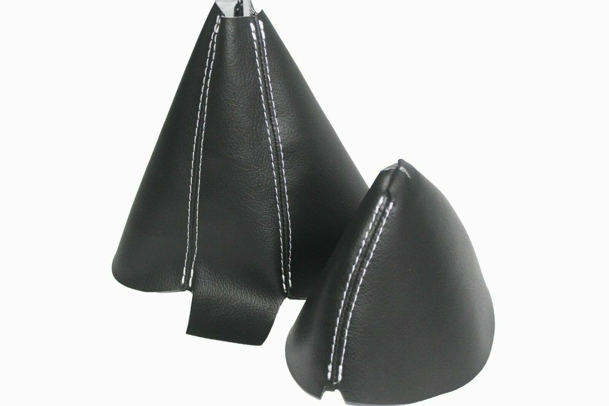 Vinyl w/White Stitch Manual & E-Brake Boot SET Fits 90-96 Nissan