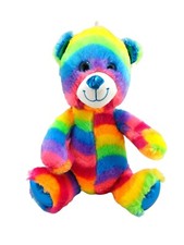 Toy Factory Rainbow Teddy Bear Plush 10" Stuffed Animal Sparkle Eyes Kids Toy