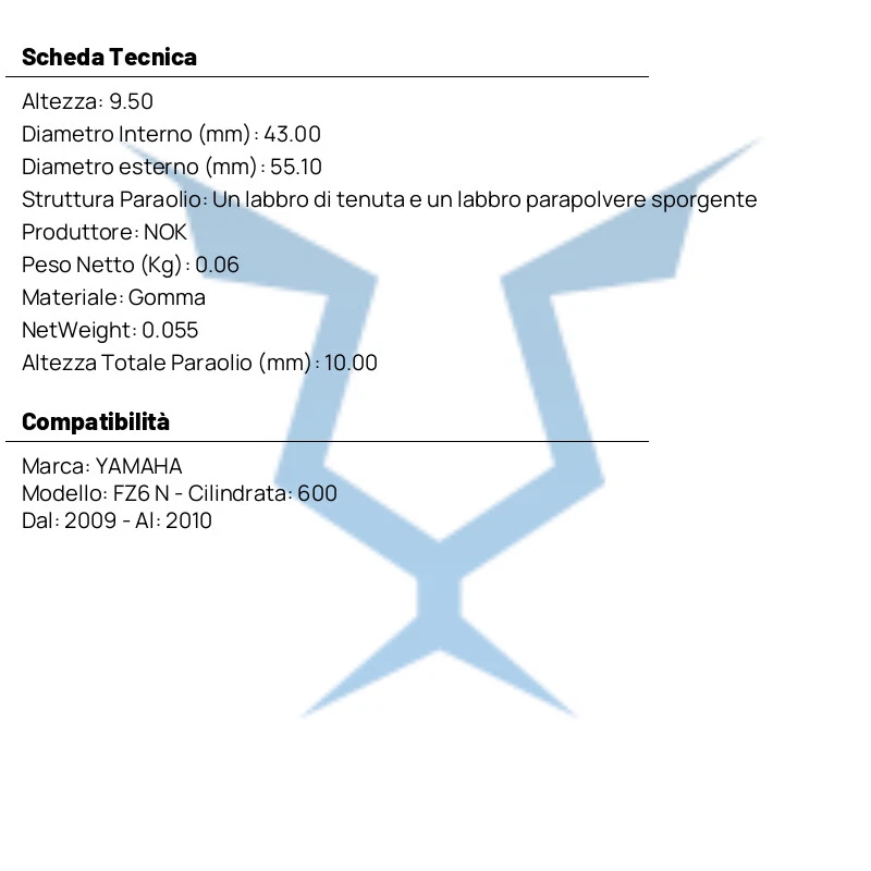 MGR-RSD  43X55,1X9,5/10 ATHENA FOR YAMAHA 600 FZ6 N 2009-2010 Foto 2 de 4