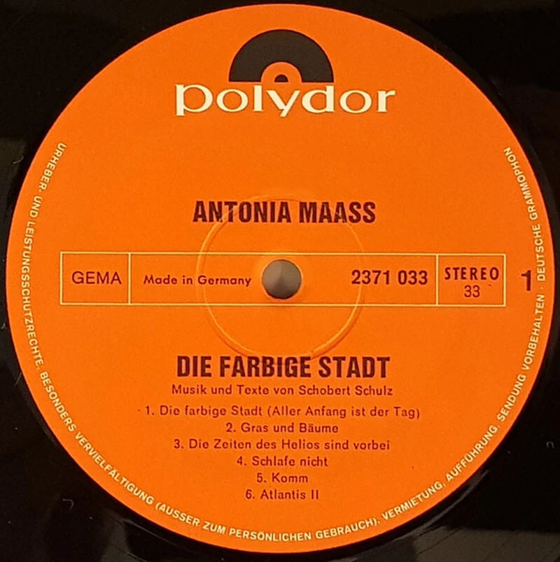 LP ANTONIA MAAß- DIE FARBIGE STADT * POLYDOR 1970 GERMANY * RARE * TOP - Bild 3 von 4