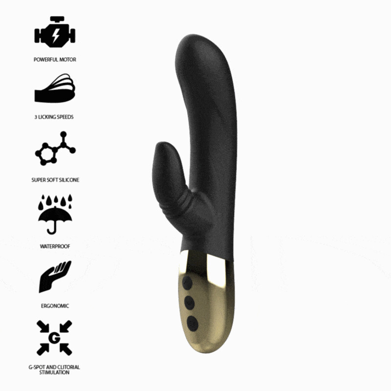 Vibratore ibiza rabbit con stimolatore clitorideo mobile licking 2 motori ricari