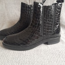 ViaMILANO stivaletto donna Chelsea vernice coccodrillo elasticizzato zip n.42 nero