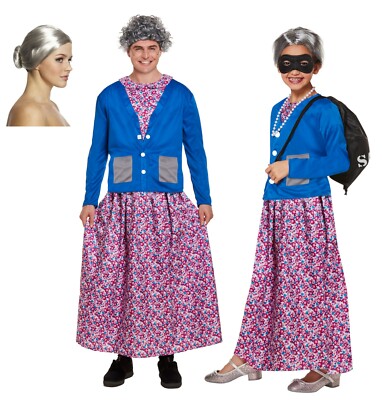 Girls Granny Naughty Grandma Costume Book Week Party Dress Outfit School  Play | eBay