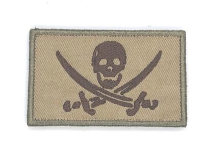 PIRATE FLAG hook and loop PATCH JOLLY ROGER Skull Swords EMBROIDERED
