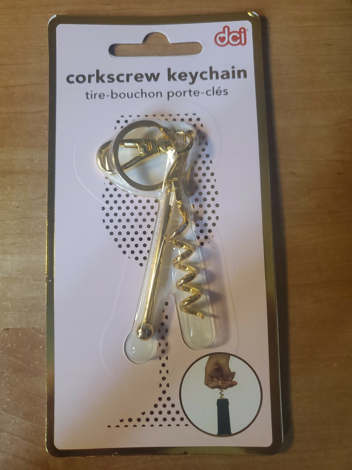 DcI Gift Mini Wine Corkscrew Beer Bottle Opener gold color Keychain Cork Screw