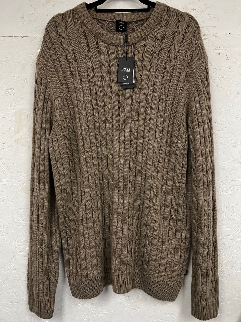 HUGO BOSS Jumper Brown Recycled Cable 