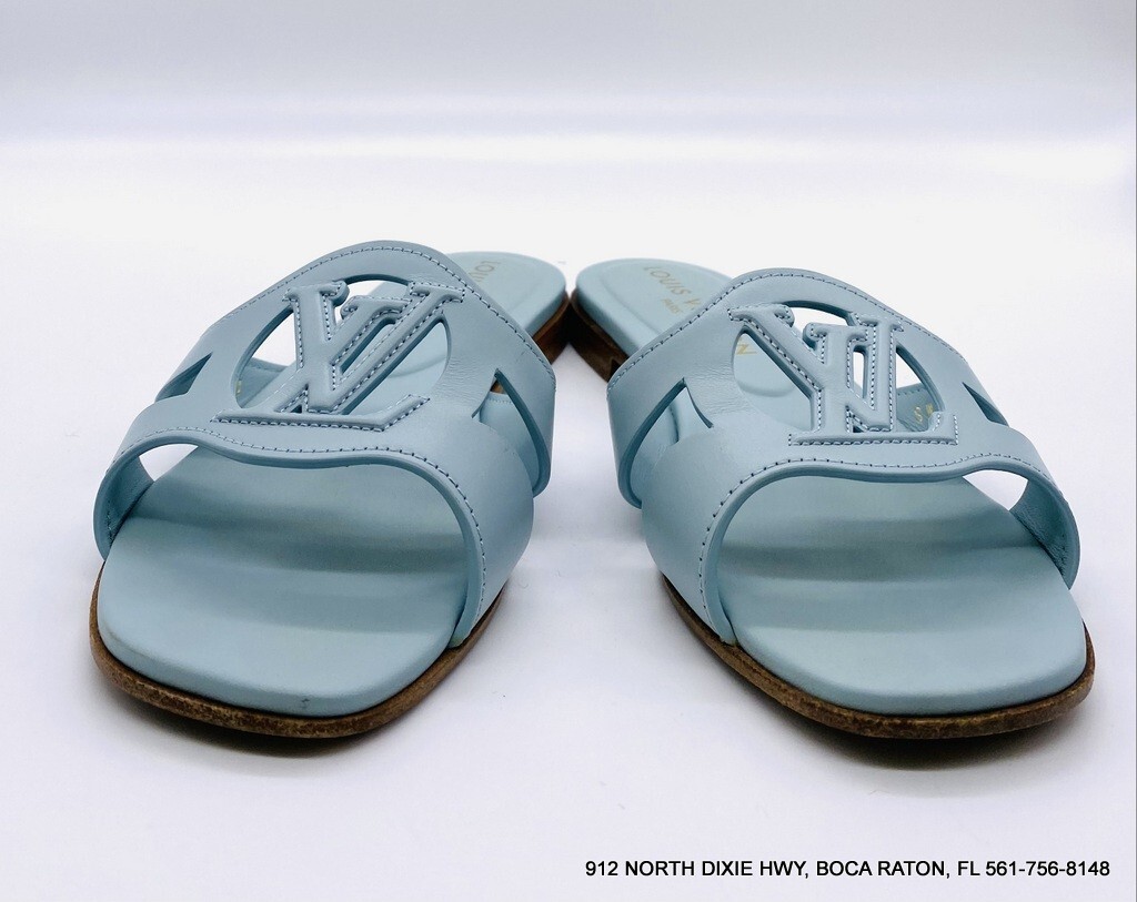 Louis Vuitton LV Isola Flat Mule Blue Sandals Size US 6 | eBay