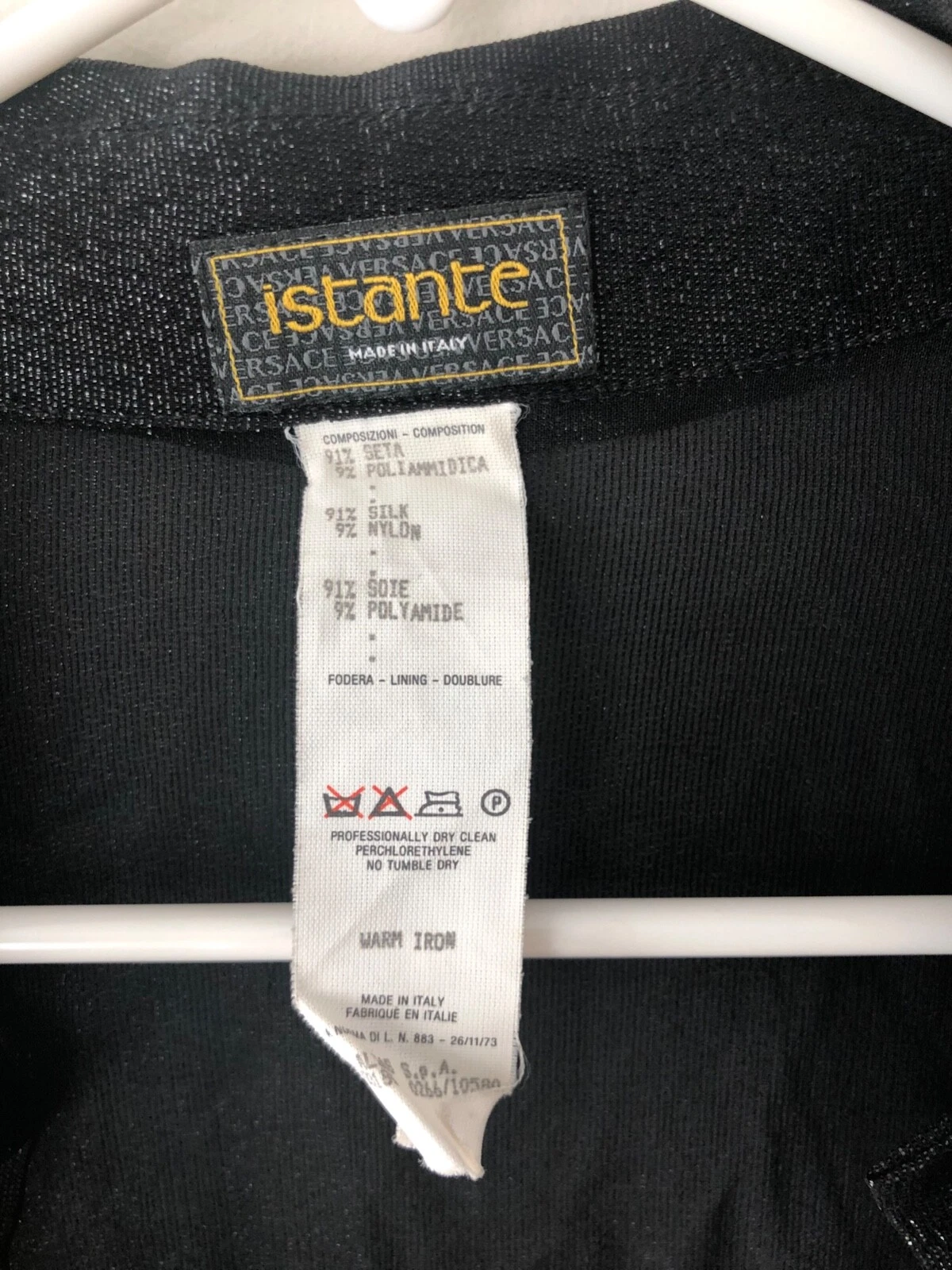 Gianni Versace Istante Miscela Seta Nero Argento Made in Italy Vintage 1973