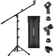 CAHAYA Mic Stand Floor Adjustable - Tripod Boom Arm Microphone Large, Black