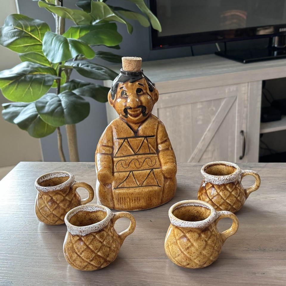 Hand-crafted Oaxacan ceramic mezcal decanter set — the kind of artisanal barware that becomes the centerpiece of every drinks cabinet.
