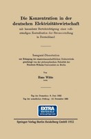 Hans Witte | Die Konzentration In Der Deutschen ElektrizitäTswirtschaft | Buch