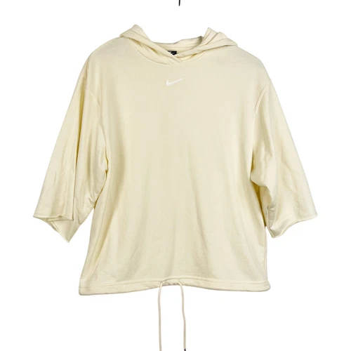 OFF WHITE Felpa Nike XS Icon Clash oversize con cappuccio manica 3 4 crema avorio