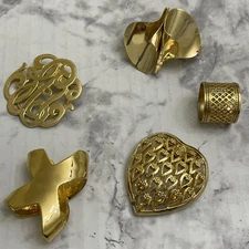 LOT of 5 Vintage Beautiful Scarf Clips / Ring Gold Tone  GREAT!!