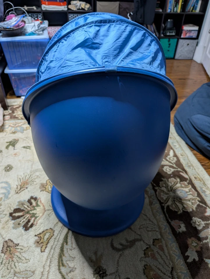Silla giratoria IKEA Ps Lömsk RARA AZUL Pod Egg con dosel para niños Foto 3 de 4