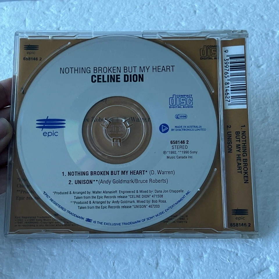 Celine Dion CD Single Rare Nothing Broken But My Heart 90s Pop Music Australian - Image 3 of 4