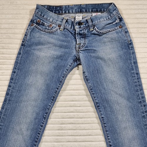 Lucky Brand Dungarees Jeans Womens 24 Blue Denim Flare leg Low Rise lil Maggie - Picture 3 of 14