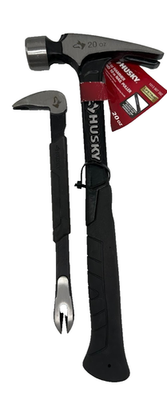 #ad Husky 2 Piece 20 oz. Steel Rip Hammer and 10 in. Nail Puller Home Tool Kit Set $34.99