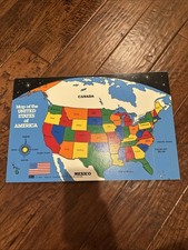 VINTAGE UNITED STATES WOOD TRAY PUZZLE CONNER US Map 20 Pieces