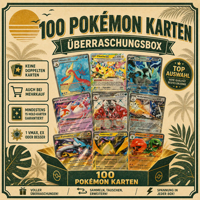 Pokemon Karten Sammlung 100 Stk! Glitzernde Holos + extrem seltene Karte Deutsch