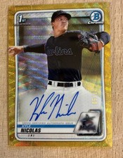 2020 Bowman Chrome 1st Auto Kyle Nicolas #CDA-KNI Gold Wave Refractor 17/50 