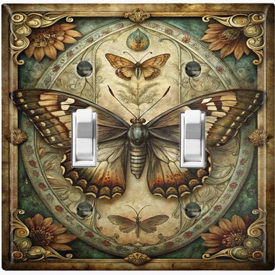 Metal Light Switch Outlet Cover Decorative Wall Plate Rustic Butterfly BEE107