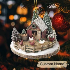 Custom Dreamy Chicken Farm 2D Flat Acrylic Ornament, Custom Christmas Decor Gift