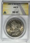 1887 MORGAN DOLLAR ANACS MS 63