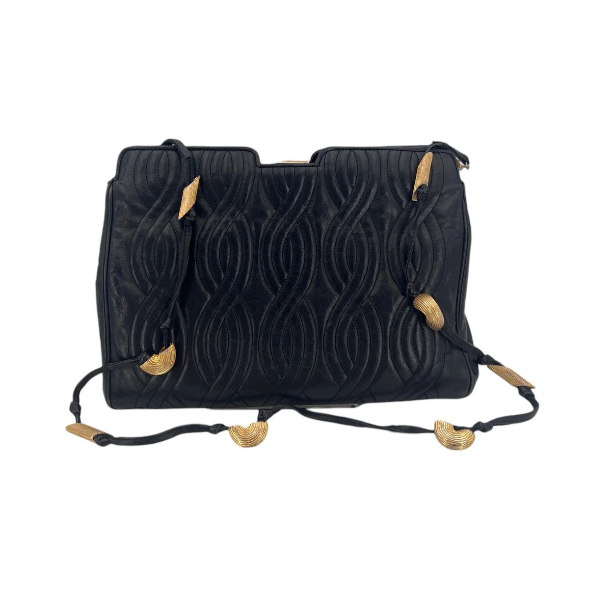 Authentic Fendi Vintage Black Quilted Leather Pasta Shoulder Bag