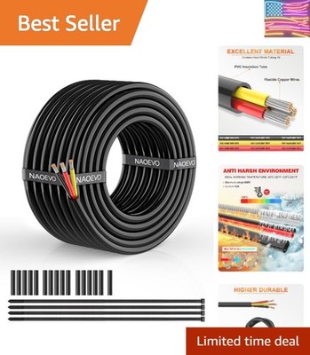 14 Gauge Wire 3 Conductor Electrical Wire, 14 AWG Stranded PVC Cord, 12V Low ...