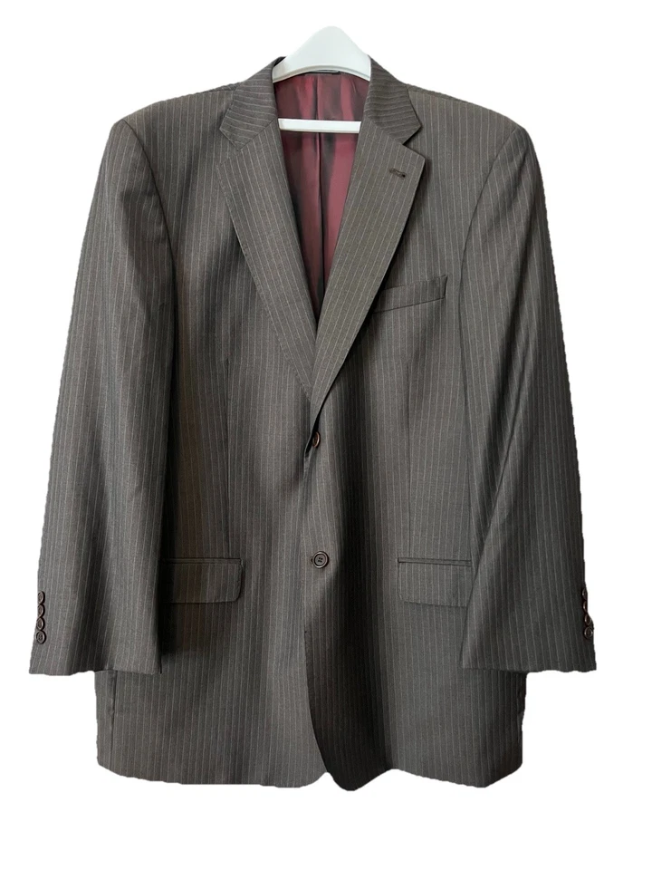 Gianni Orvietto 48R 44x27 Brown Stripe Italy Made Wool Mens Jacket Pants Suit - Image 3 of 4