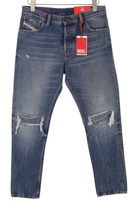 Diesel 1995 09E02 Herren Jeans W31/L30 blau Ripped Slim Straight Zip UVP375 *