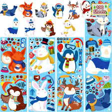 100 Sheets Winter Stickers for Kids Toddlers, Make a Face Winter Animals Crafts