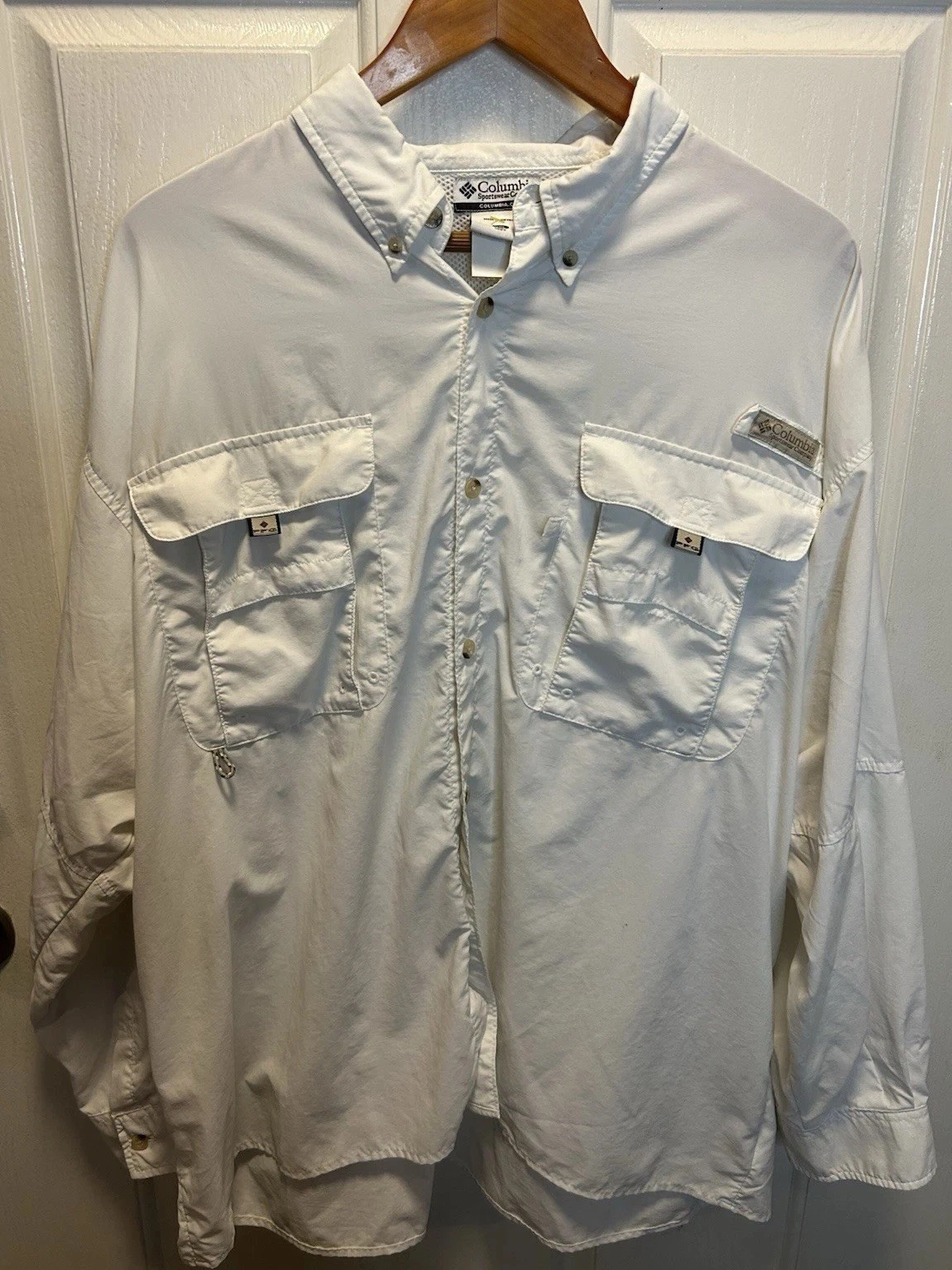 Columbia PFG Shirt Mens XXL White Long Sleeve Button Up Fishing Ventura Venting